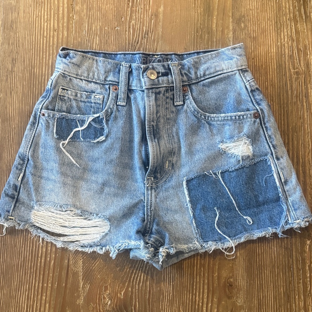 Arizona Jean Company Hi Rose Light Blue Distressed Shorts